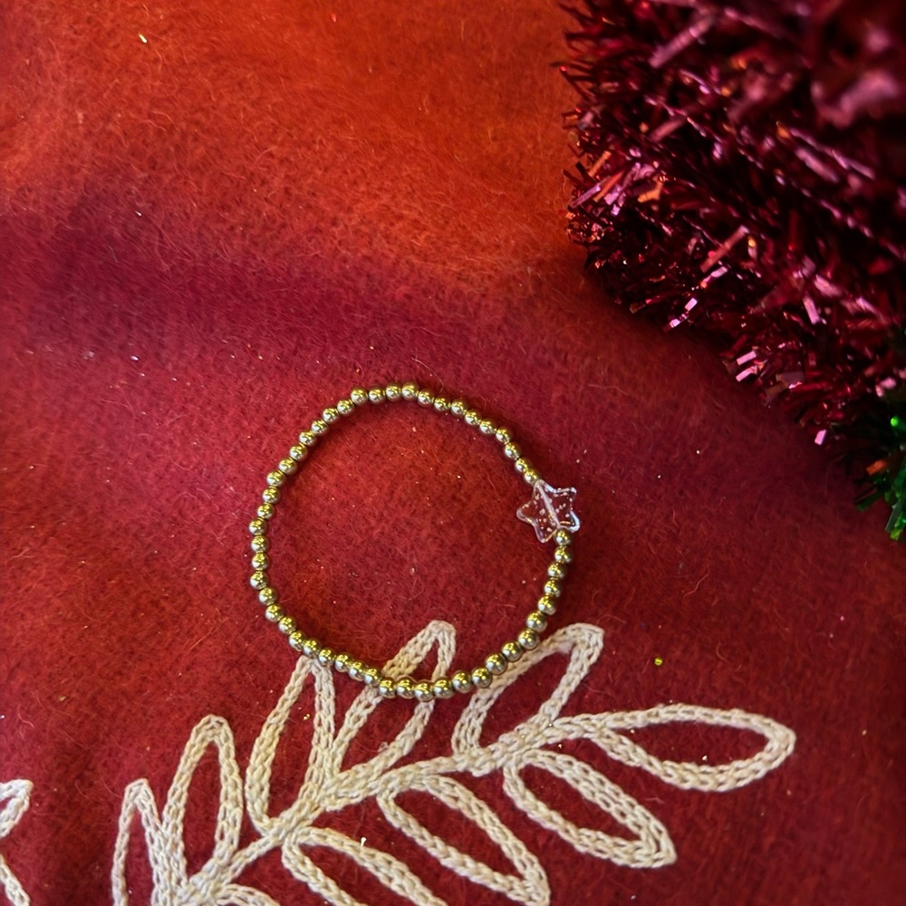 Gold Christmas Beaded Bracelet with Star Charm